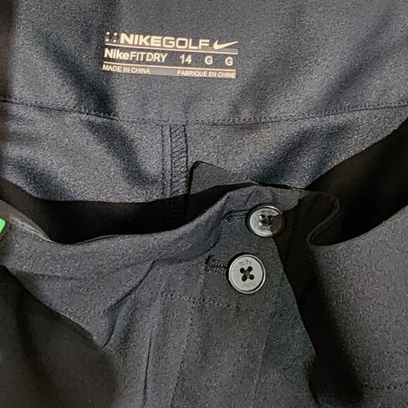 Nike Golf Skort Women 14 FITDRY Black with Green Stripe Zip Button Closure  EUC - Picture 5 of 10